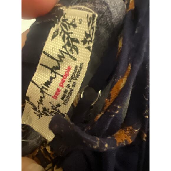 Intimately Free People Mini Dress Size S Navy Gold Adjustable Straps Charms - Picture 6 of 7
